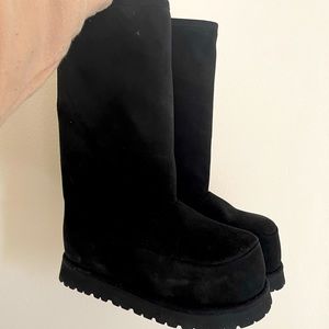 Maison Margiela MM6 Black Suede Platform Boots